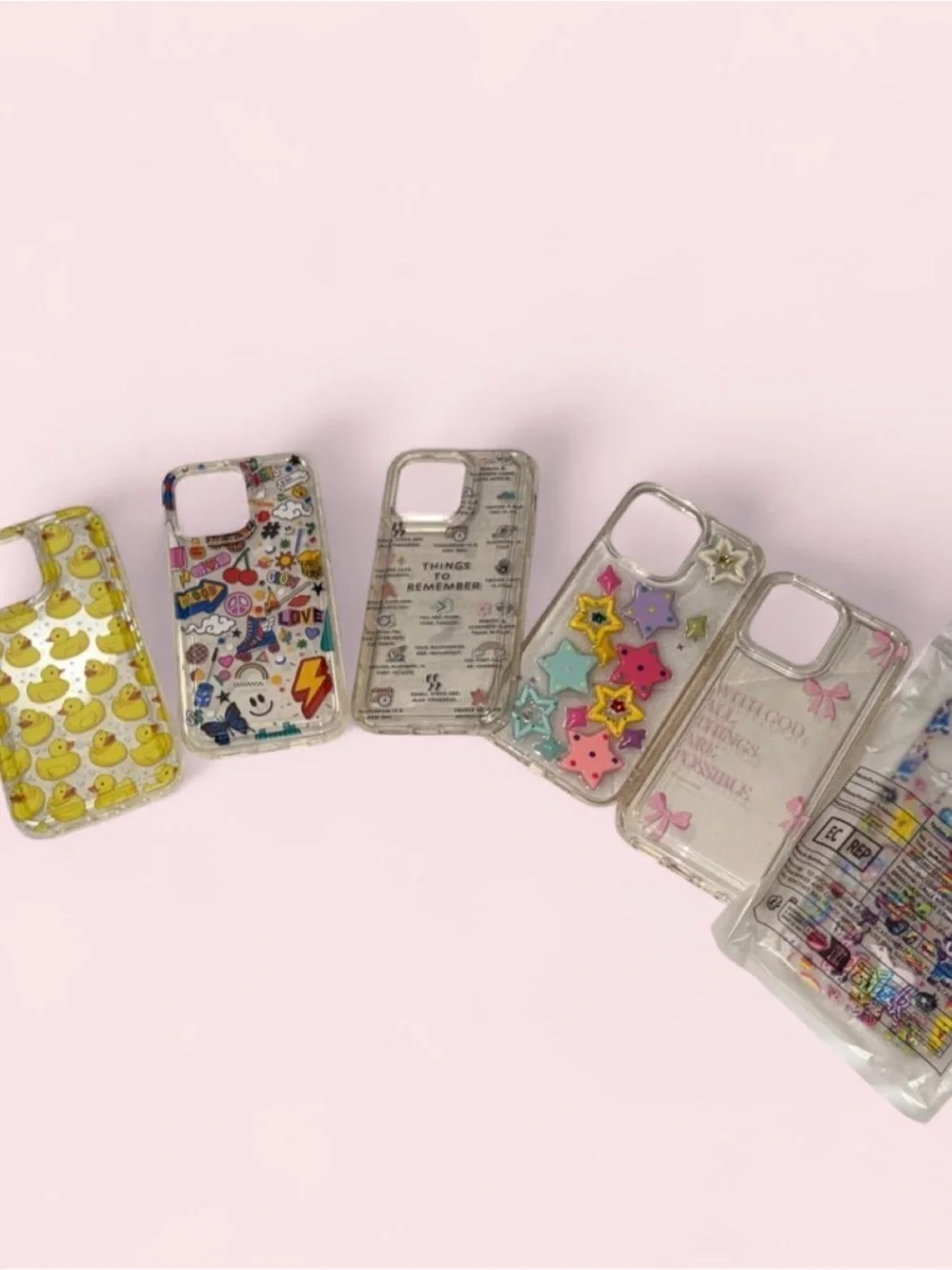 Apple Clear Decorative Phone Case with Pink & Yellow Accents